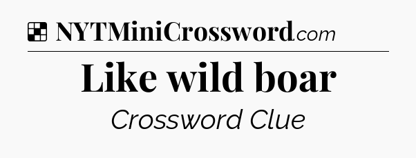Solution: Like wild boar - NYT Crossword