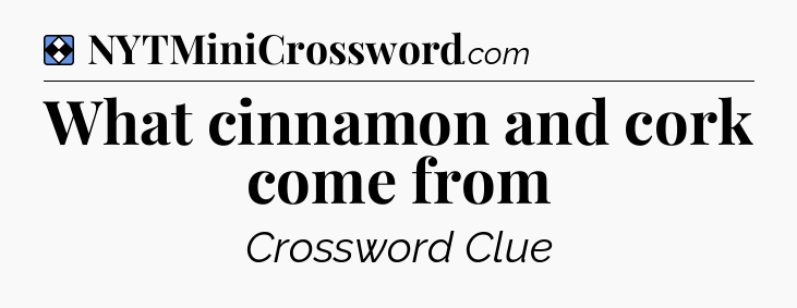 Solution: What cinnamon and cork come from - NYT Mini Crossword
