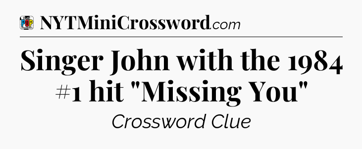 Singer John with the 1984 #1 hit 