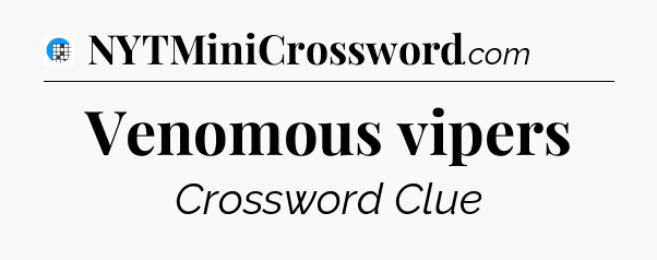 Venomous vipers Crossword Clue