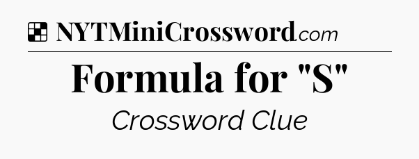 Solution: Formula for 