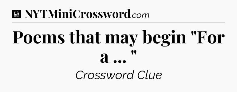 Poems that may begin 