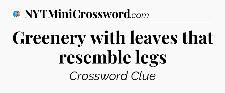 Greenery with leaves that resemble legs Crossword Clue