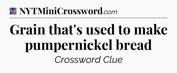 Grain that's used to make pumpernickel bread Crossword Clue
