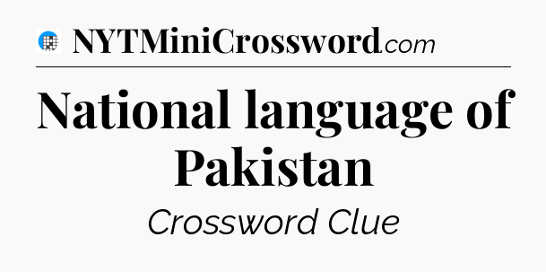 National language of Pakistan Crossword Clue