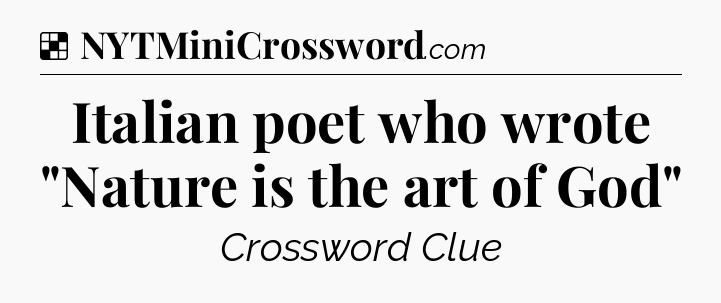 Solution: Italian poet who wrote 