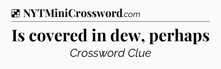 Solution: Is covered in dew, perhaps - NYT Crossword