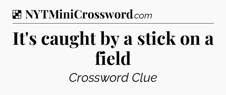 Solution: It's caught by a stick on a field - NYT Crossword