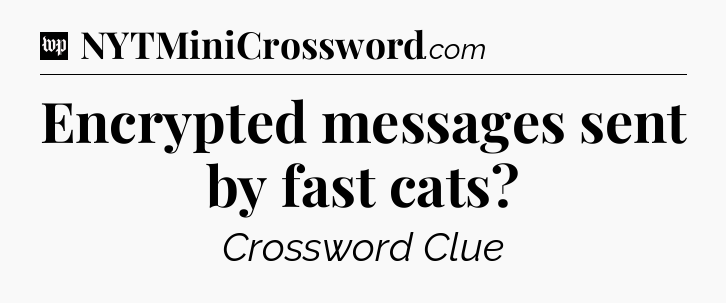 Encrypted messages sent by fast cats Crossword Clue
