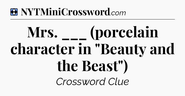 Solution: Mrs. ___ (porcelain character in 