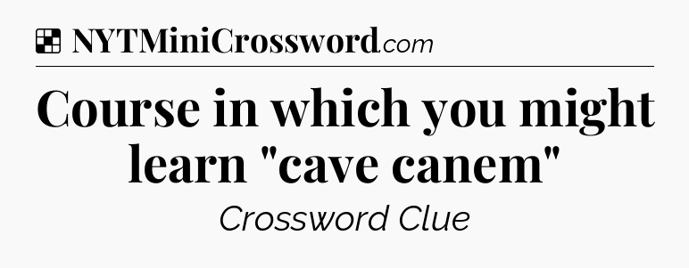 Solution: Course in which you might learn 