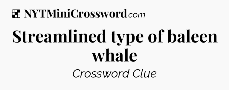 Solution: Streamlined type of baleen whale - NYT Crossword