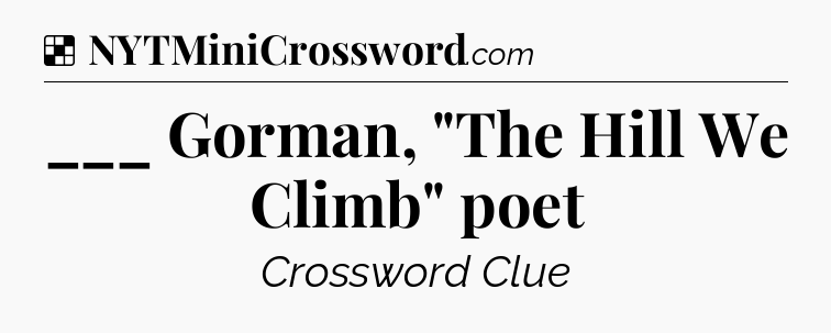 Solution: ___ Gorman, 