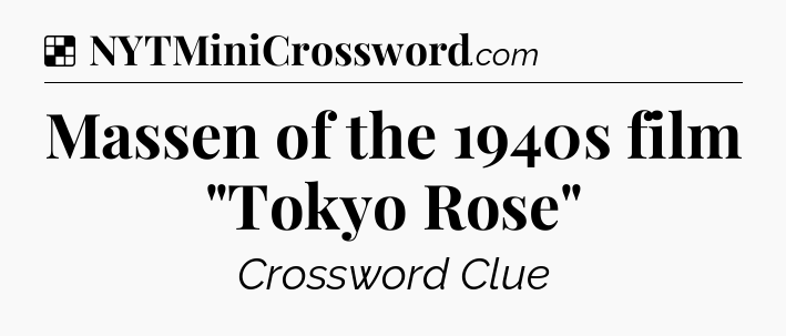 Solution: Massen of the 1940s film 