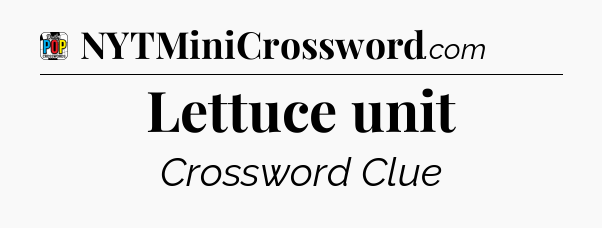 Lettuce unit Crossword Clue