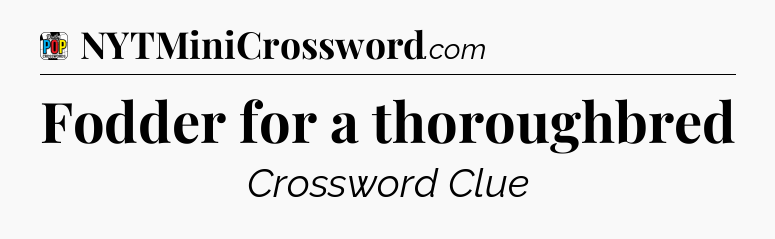 Fodder for a thoroughbred Crossword Clue