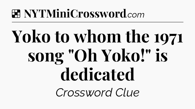 Yoko to whom the 1971 song 
