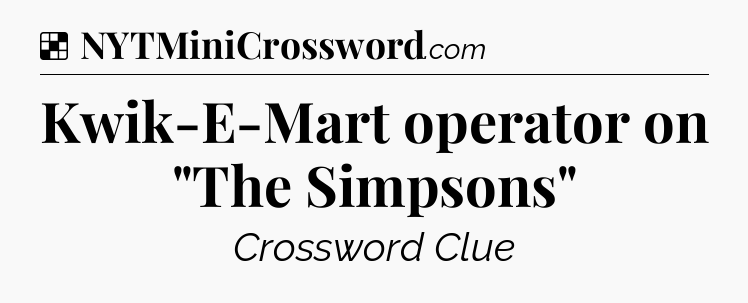 Solution: Kwik-E-Mart operator on 