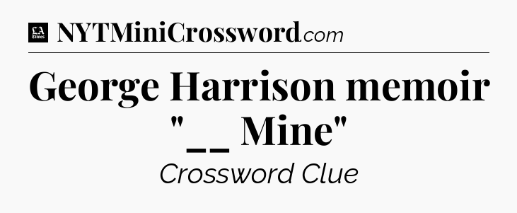 George Harrison memoir 