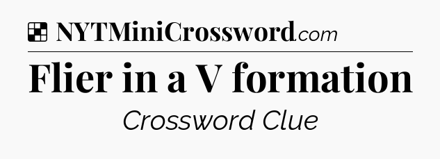 Solution: Flier in a V formation - NYT Crossword