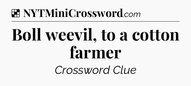Solution: Boll weevil, to a cotton farmer - NYT Crossword