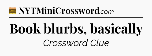 Book blurbs, basically crossword clue Eugene Sheffer