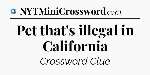 Pet that's illegal in California Crossword Clue