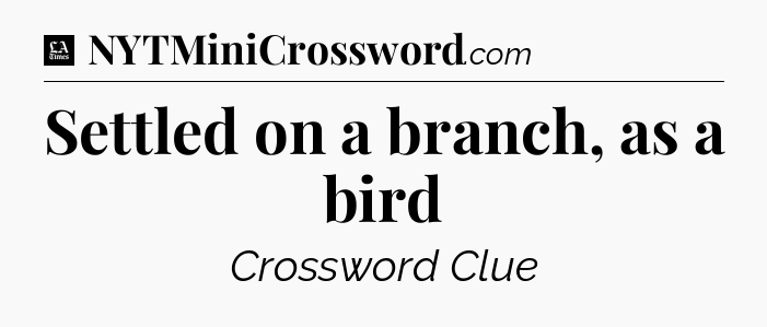 Settled on a branch, as a bird - LA Times Crossword