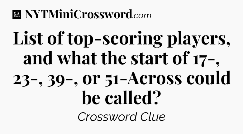 List of top-scoring players, and what the start of 17-, 23-, 39-, or 51-Across could be called - LA Times Crossword