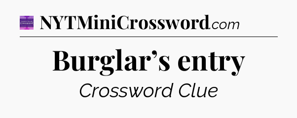 Burglar’s entry - Thomas Joseph Crossword