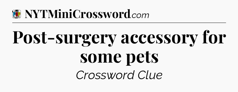 Post-surgery accessory for some pets Crossword Clue