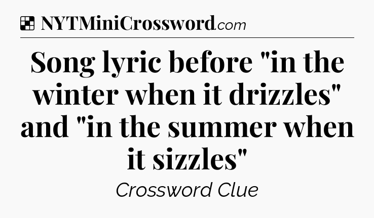 Solution: Song lyric before 