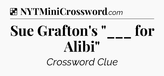 Solution: Sue Grafton's 
