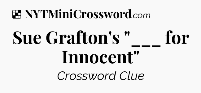 Solution: Sue Grafton's 