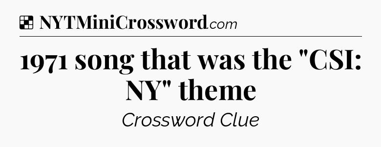 Solution: 1971 song that was the 