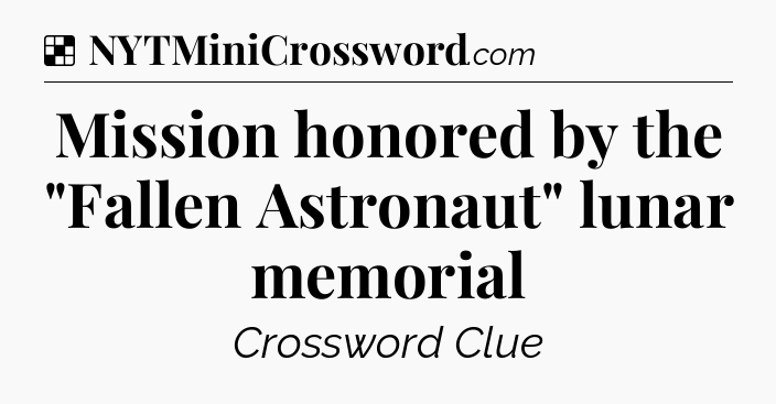 Solution: Mission honored by the 
