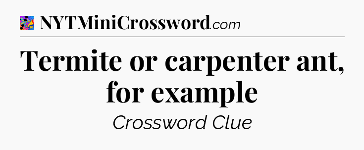 Termite or carpenter ant, for example Crossword Clue