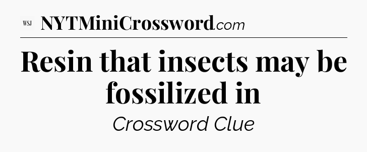 Resin that insects may be fossilized in - WSJ Crossword