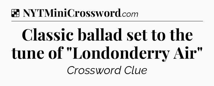 Solution: Classic ballad set to the tune of 