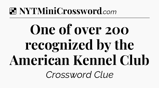 Solution: One of over 200 recognized by the American Kennel Club - NYT Crossword