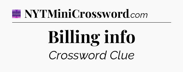 Billing info - Thomas Joseph Crossword