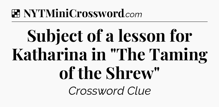 Solution: Subject of a lesson for Katharina in 