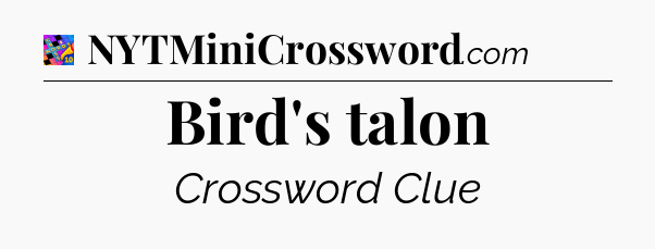 Bird's talon Crossword Clue