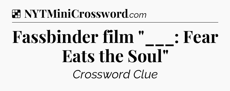 Solution: Fassbinder film 