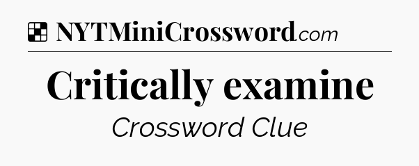 Solution: Critically examine - NYT Crossword