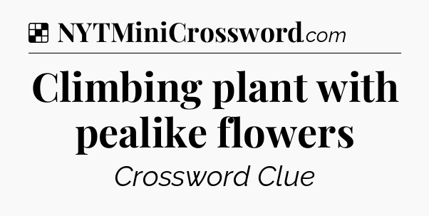 Solution: Climbing plant with pealike flowers - NYT Crossword