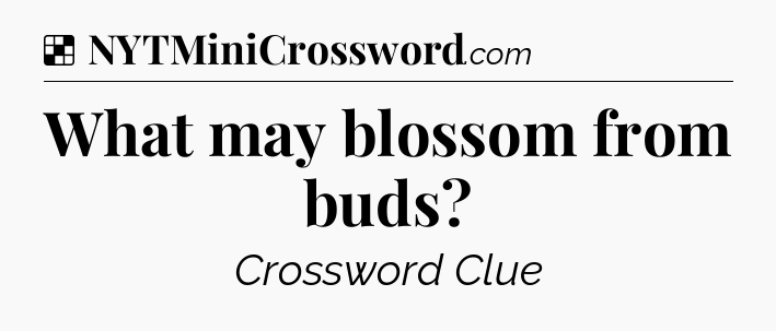 Solution: What may blossom from buds - NYT Crossword