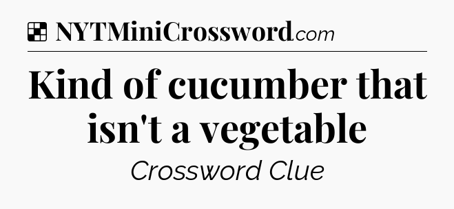 Solution: Kind of cucumber that isn't a vegetable - NYT Crossword