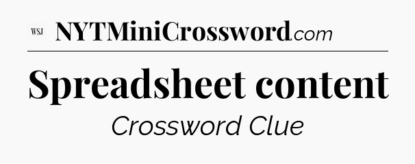 Spreadsheet content - WSJ Crossword