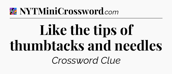 Like the tips of thumbtacks and needles Crossword Clue